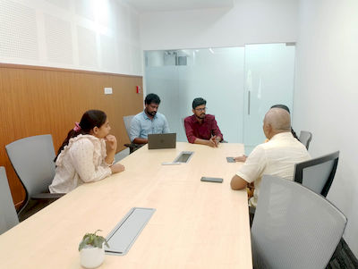 upGrad Madurai office - student and parents with the counselling team after their study abroad session